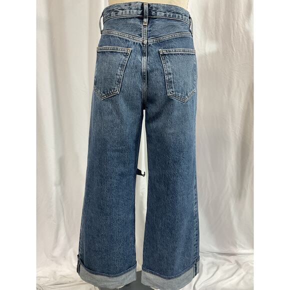 Agolde 'Dame' Blue High Rise Wide Leg Denim Jeans Size 24 - Picture 3 of 5